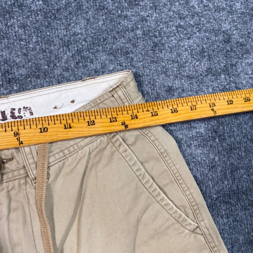 American Eagle Mens Khaki Cargo Shorts Size 29 Tan Cotton Drawstring Utility